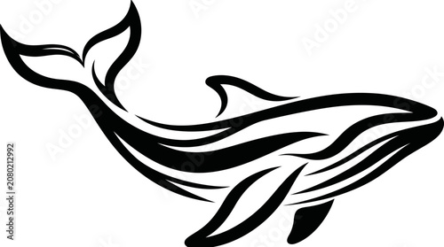 Graceful ocean whale artwork, an elegant and stylized depiction of marine wildlife, perfect for creative design projects and aquatic themes