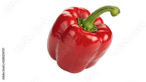 Quadro su tela Fresh ripe red bell pepper sweet organic paprika vegetable isolated on transpare
