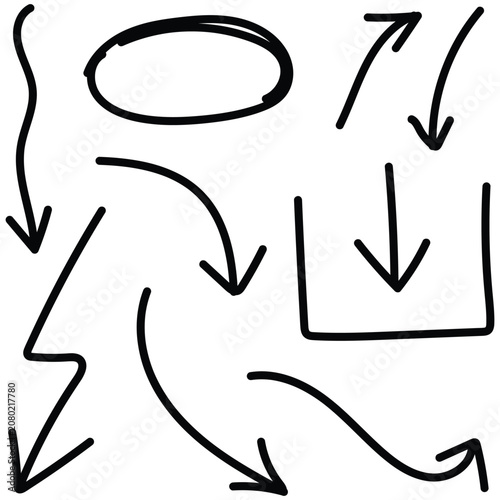 Hand drawn vector graphics with arrows for infographics and presentations