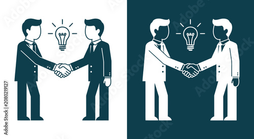 Business handshake agreement icon set for partnership and corporate teamwork