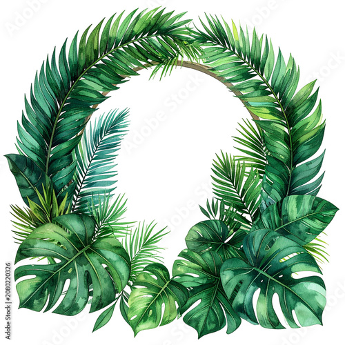 Tropical Green Leaf Wreath Frame.