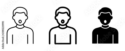 Photos Shocked Person Icons, Surprise Expression, Open Mouth, Human Emotion, Simple Lin