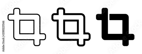 Crop Tool Icons, Vector Graphics for Image Editing, Selection and Framing Tools, Black and White Design Elements
