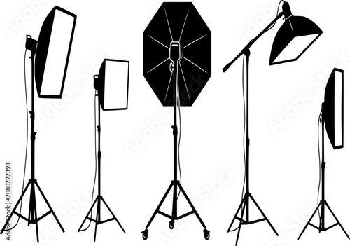 Studio Softbox Lighting Silhouette - Black Vector Icon for Photography Lighting and Production