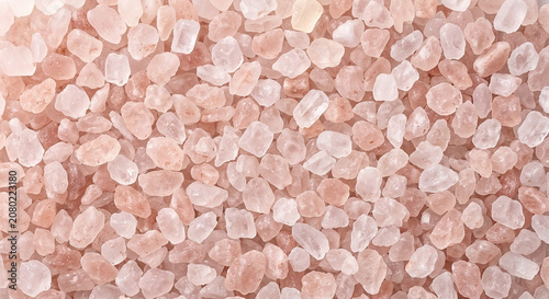 Close up macro texture of coarse raw pink Himalayan rock salt crystals