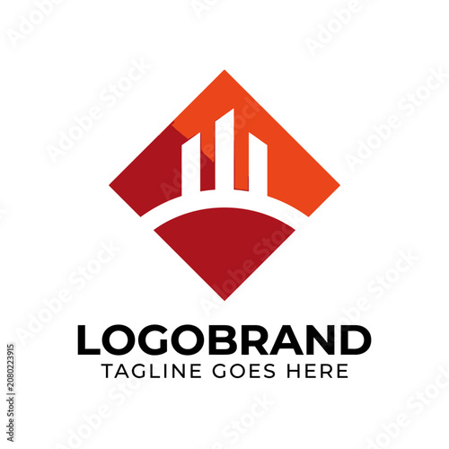 Geometric red diamond logo for corporate identity.