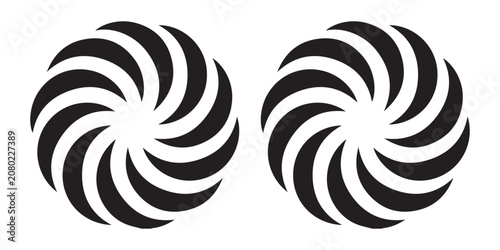 Konstfotografi Two identical black circular spiral vortex icons isolated on a white background
