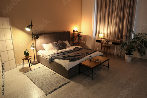 Stylish interior of bedroom...