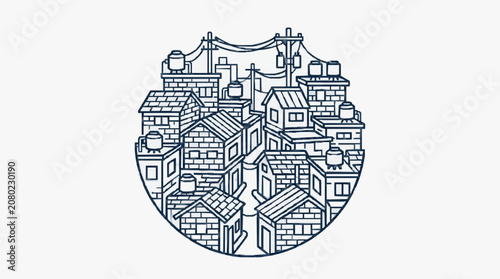 Tableau sur toile Detailed black and white illustration of a castle fortress.