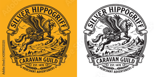 Fotografie Silver Hippogriff Caravan Guild Seal with Treasure Chests