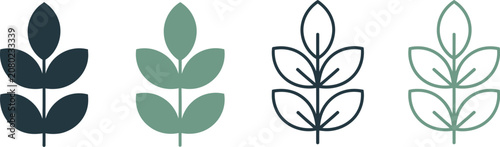 Billede på lærred High fiber icon set, plant leaf and wave symbols for digestion wellness, dietary nutrition, food packaging, health labeling, organic products