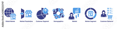 Foto Market Expansion web banner icon vector illustration with icons of Global Market