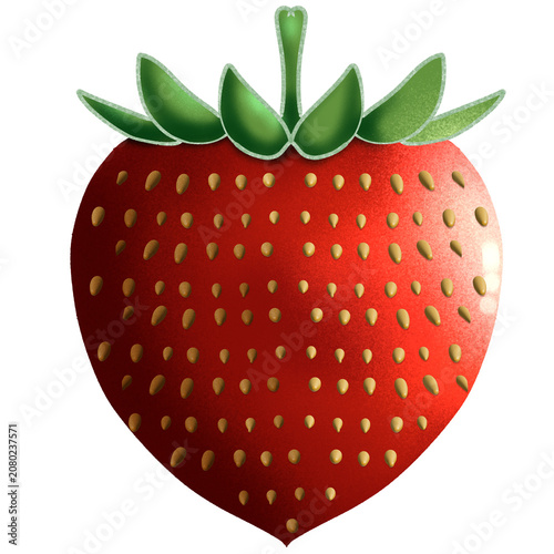 Illustration hand drawing red fresh strawberry fruit element