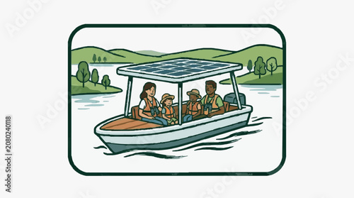 фотографія Family enjoying a boat ride on a sunny day.