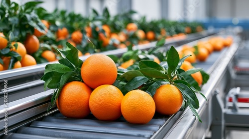 Fresh Fruits on Conveyor System in Modern Facility Setting
