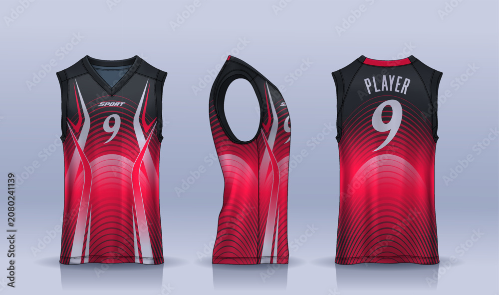 Fototapeta premium Basketball tank top design template, Sport jersey mockup. uniform front and back view. 