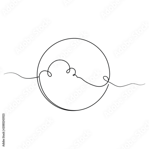 Abstract circular cloud sketch vector line art drawing representing weather and atmospheric concepts