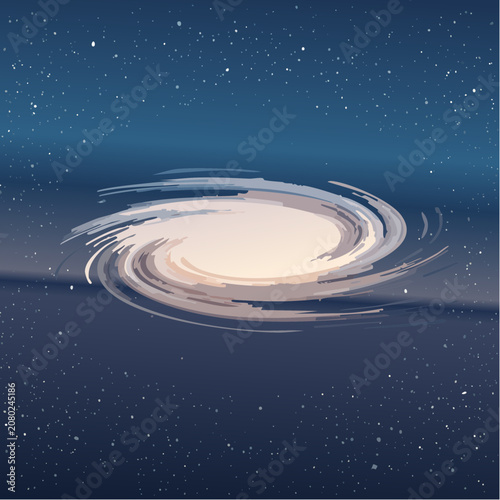 Vibrant Cosmic Swirl in Deep Space Abstract Galaxy Illustration with Starry Background