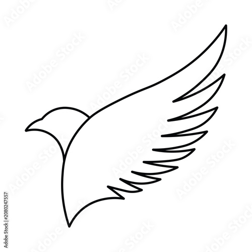 Minimalist flying bird silhouette line art graphic for nature travel freedom freedom and wildlife concepts