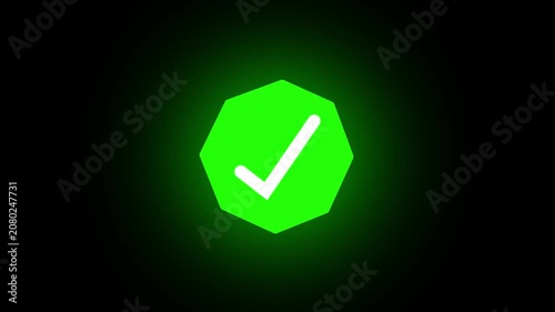 Green Check Mark Icon Animation. Approved Tick Symbol, Success Verification, 4K Motion Graphic