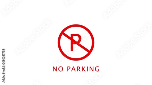 No Parking Text Animation – Bold Warning Sign Motion Graphic, Clean Traffic Alert Typography, 4K Loop Background