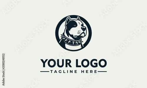 Konstfotografi Aggressive Pitbull Head Vector Logo Illustration Featuring A Strong Guard Dog Sy