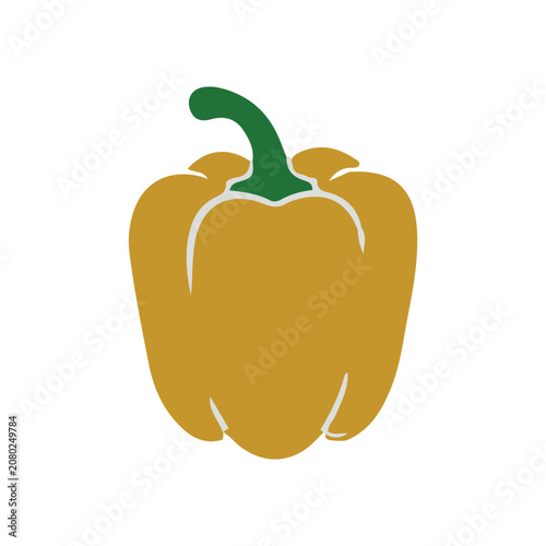 Yellow bell pepper vector illustration isolated on white background. Capsicum flat vector icon.