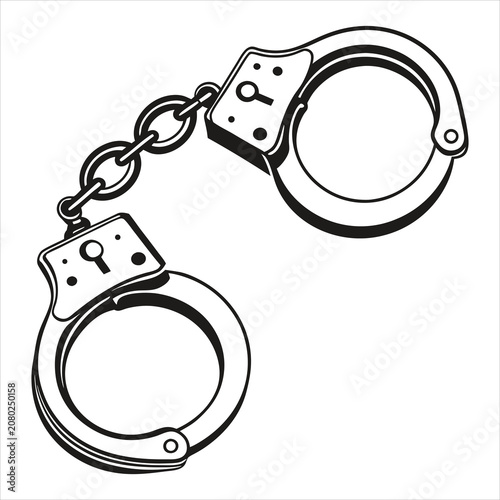 silhouet handcuffs on white background