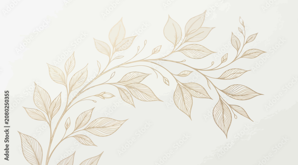 Fototapeta premium Elegant golden handdrawn botanical curved branch