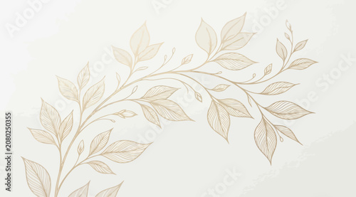 Foto Elegant golden handdrawn botanical curved branch