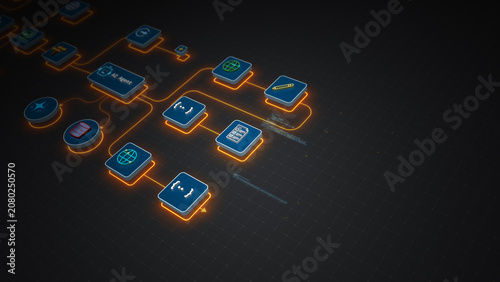 AI Agent Automating Workflow System Integration Process Vector Illustration Design