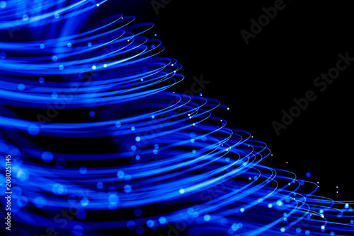 3D spiral fiber wave with blue orbital light paths