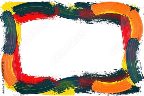 Hand-Painted Brushstroke Border, Colorful Abstract Frame with Brush Stroke Design for Artistic Use