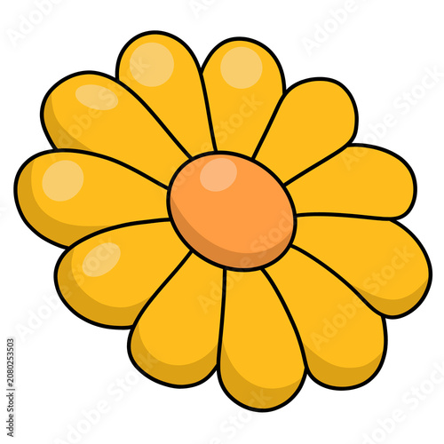 Cute Daisy Flower Cartoon Illustration