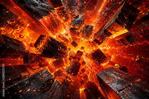 Exploding Fireworks Display with Bright Orange and Yellow Sparks in Dark Night Sky