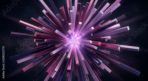 Radiant Purple Light Burst with Dynamic Streaks in Dark Abstract Background