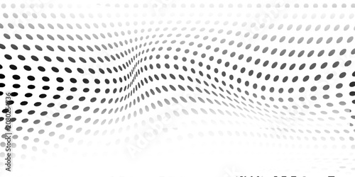 Quadro su tela Abstract halftone background with wavy surface made of gray dots on white modern