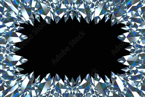 Shattered Crystal Border, Shimmering Crystal Frame Design with Empty Center for Text Placement
