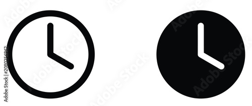 Foto Clock Vector Icons in Outline and Solid Style Showing Time Concept for UI Design