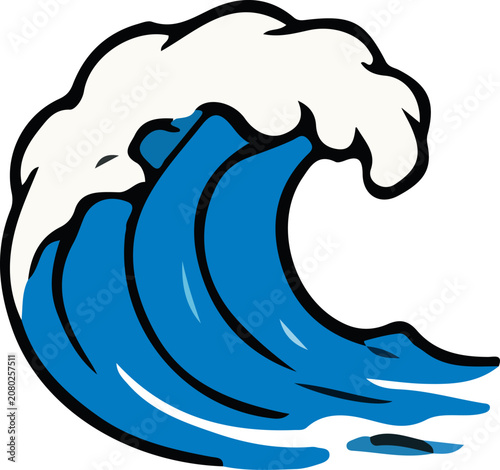 Photography Colorful ocean wave vector icon in a modern flat cartoon style