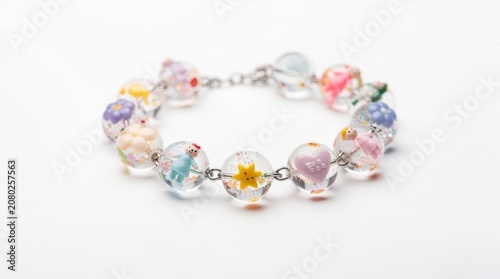 Children's Charm Bracelet with Colorful Glass Beads and Intricate Designs