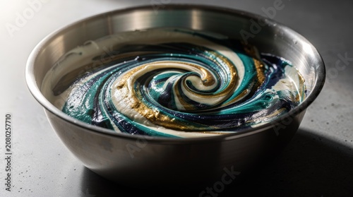 Cosmic Swirl of Colorful Candy Mixture in Bowl
