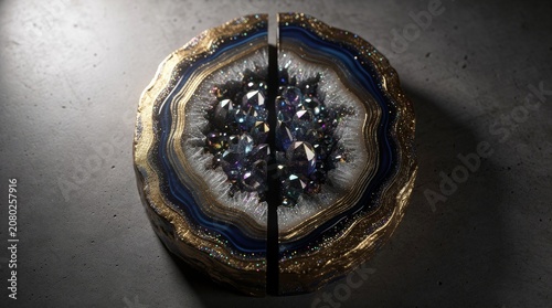 Elegant Geode Bookends with Gold and Blue Accents