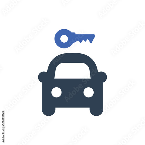 Rental Car Icon, Car And Key Icon