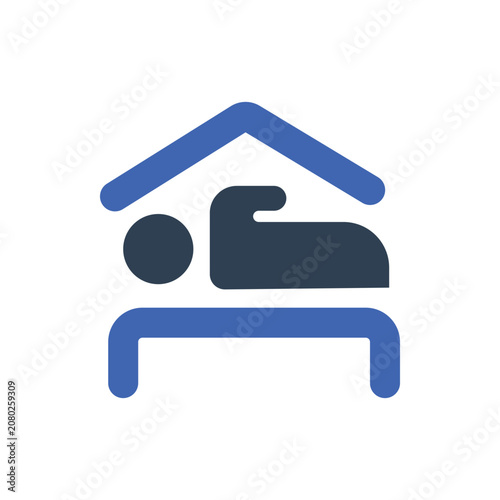 Hotel Room Vector Icon, Person Sleeping Icon