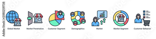 Cuadro en lienzo Market Expansion web banner icon vector illustration with icons of Global Market