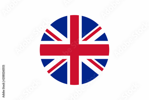Circular union jack flag emblem on a clean white background, isolated on transparent background png