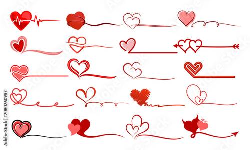 A set of stylized hearts symbols.