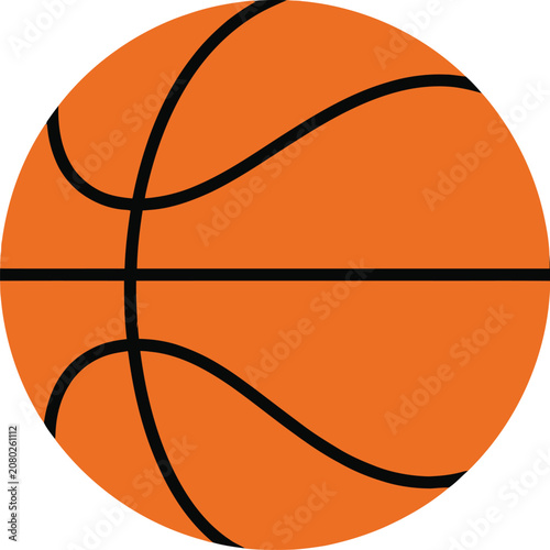 Sport equipment basketball ball with illustration flat design on white background