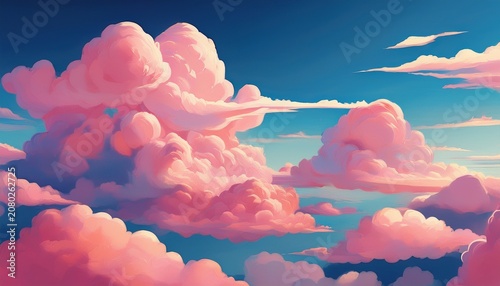 Pink Clouds Are Seen In The Blue Sky Generative Ai